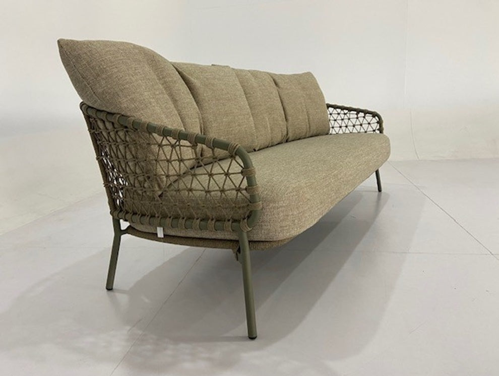 4 Season Outdoor Jura 3-Seater Olive Living Bench with Outdoor Cushions