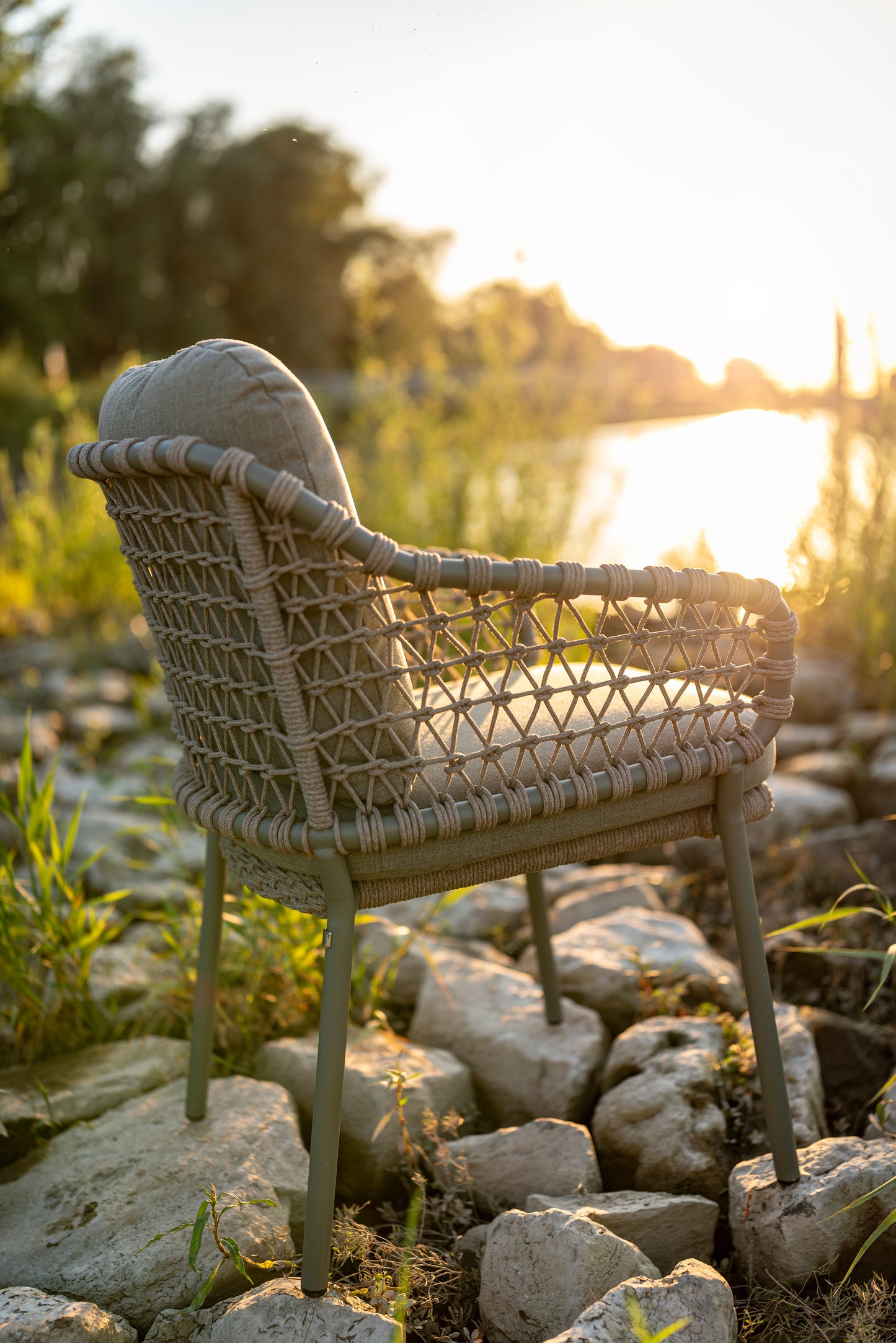 4 Seasons Outdoor Jura Stackable Dining Chair Olive With 2 Cushions